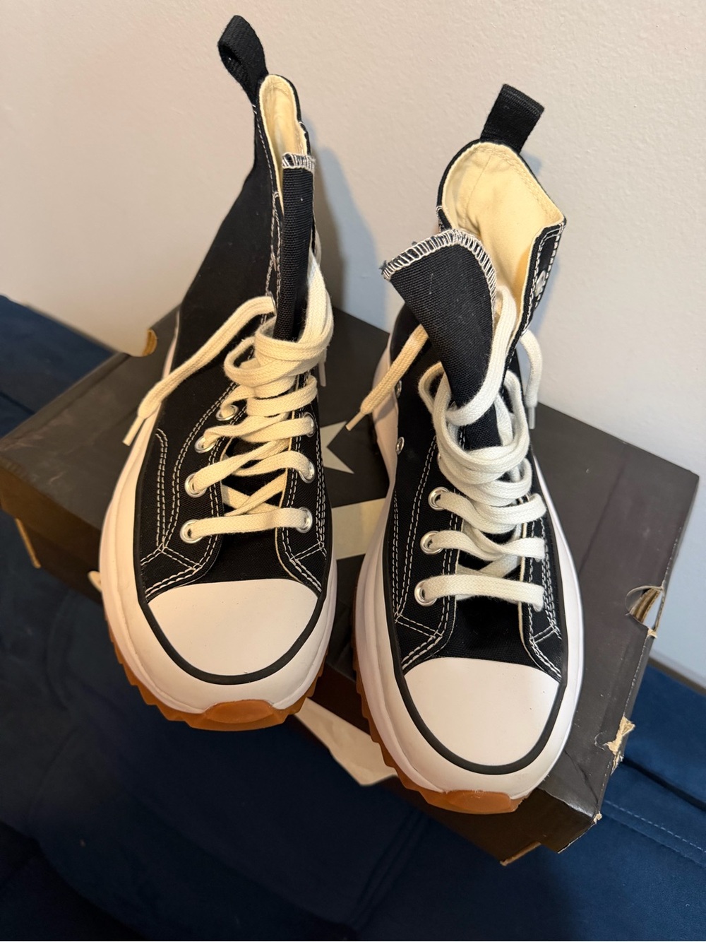 Converse Black and White High-Top Platform Sneakers